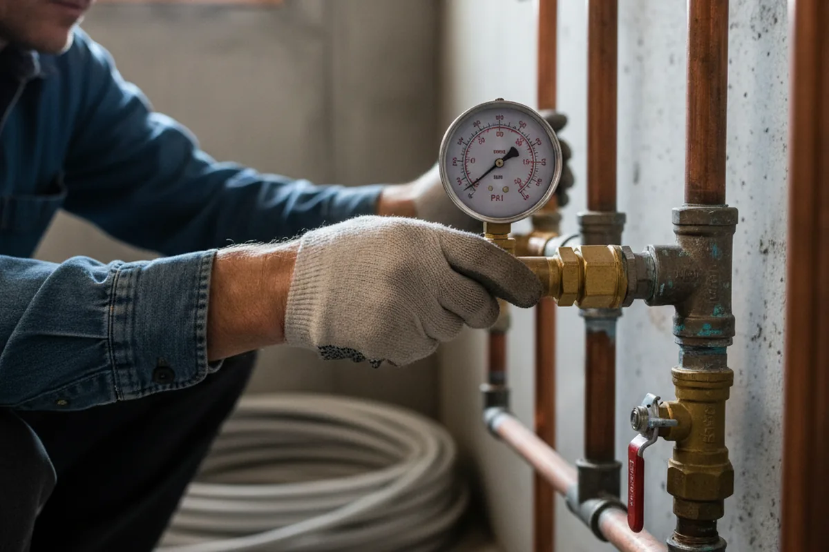 Pressure testing a repaired line during Water Line Repair in Bonnyman
